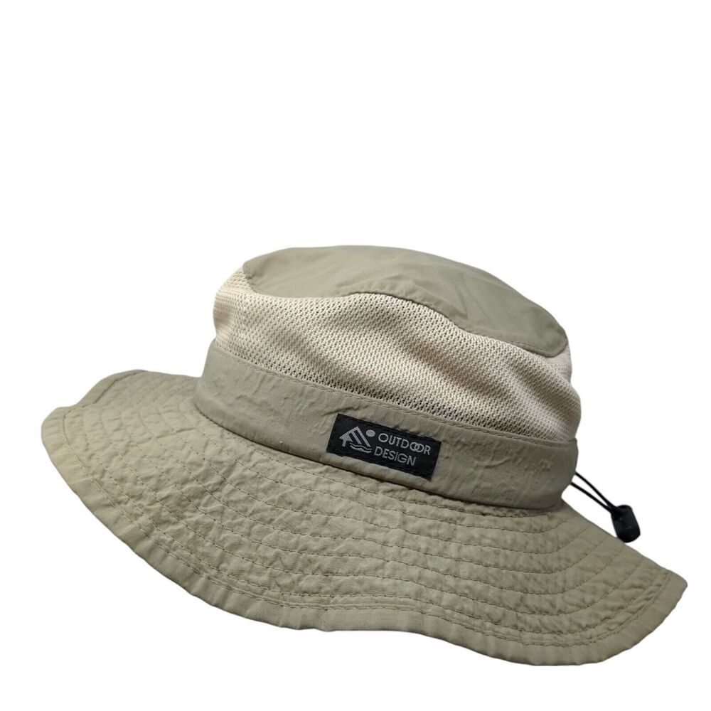 Outdoor Design Fisherman Bucket Hat Tan Medium Adjustable Drawstring Mesh DPC